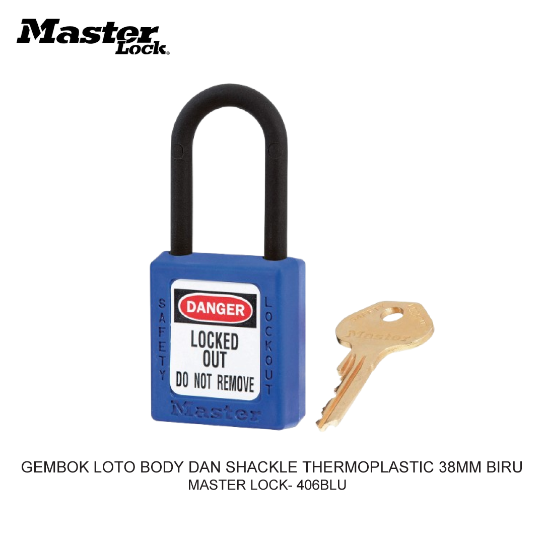 GEMBOK LOTO BODY AND SHACKLE THERMOPLASTIC 38MM BLUE