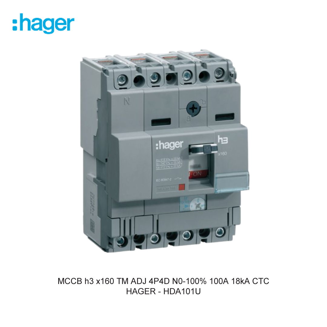MCCB h3 x160 TM ADJ 4P4D N0-100% 100A 18kA CTC