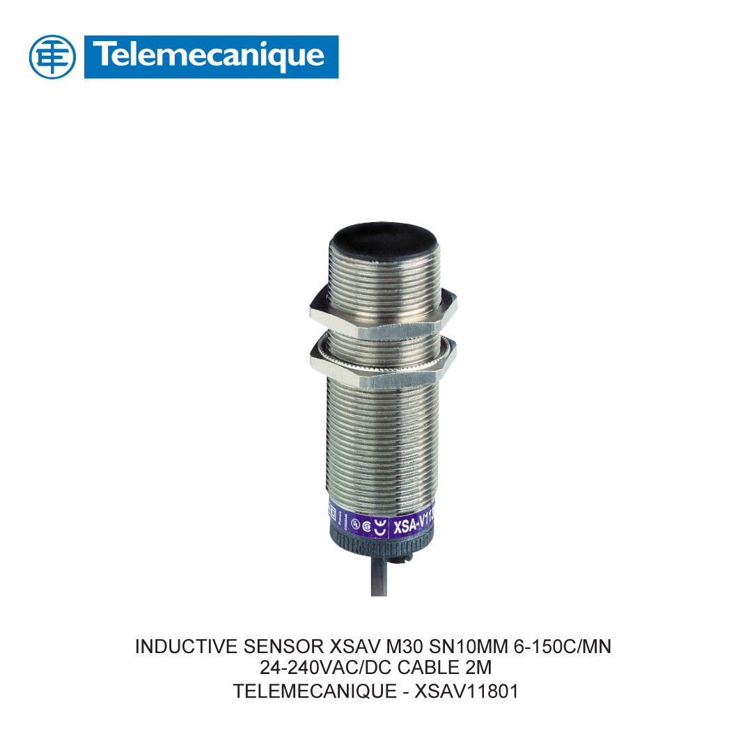 INDUCTIVE SENSOR XSAV M30 SN10MM 6-150C/MN 24-240VAC/DC CABLE 2M