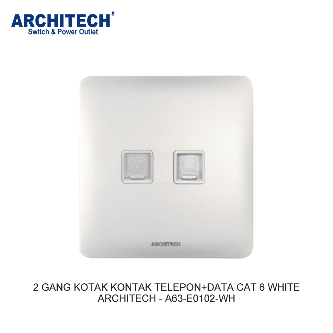 2 GANG KOTAK KONTAK TELEPON+DATA CAT 6 WHITE