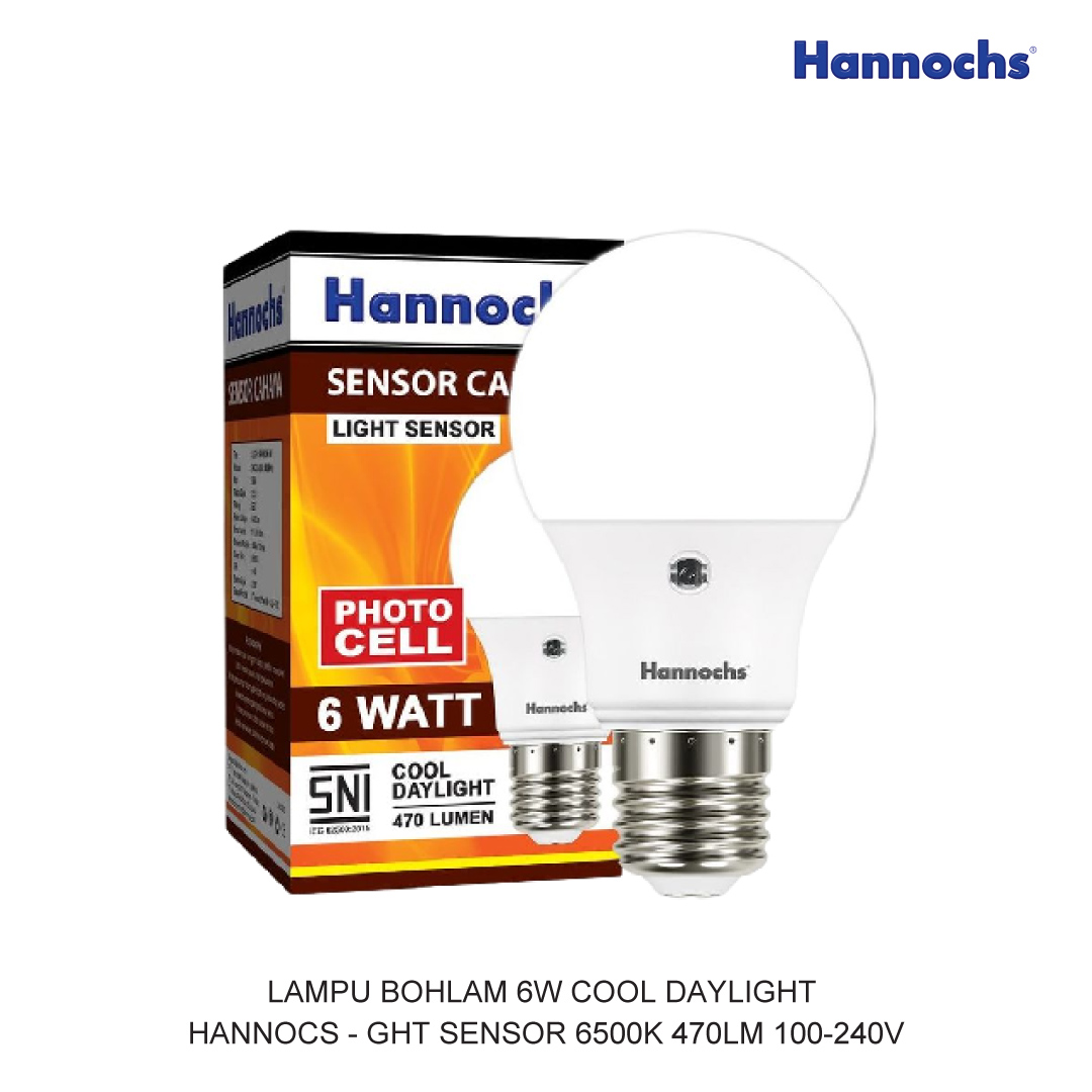 LED BULB LIGHT SENSOR 6W COOL DAYLIGHT HANNOCHS