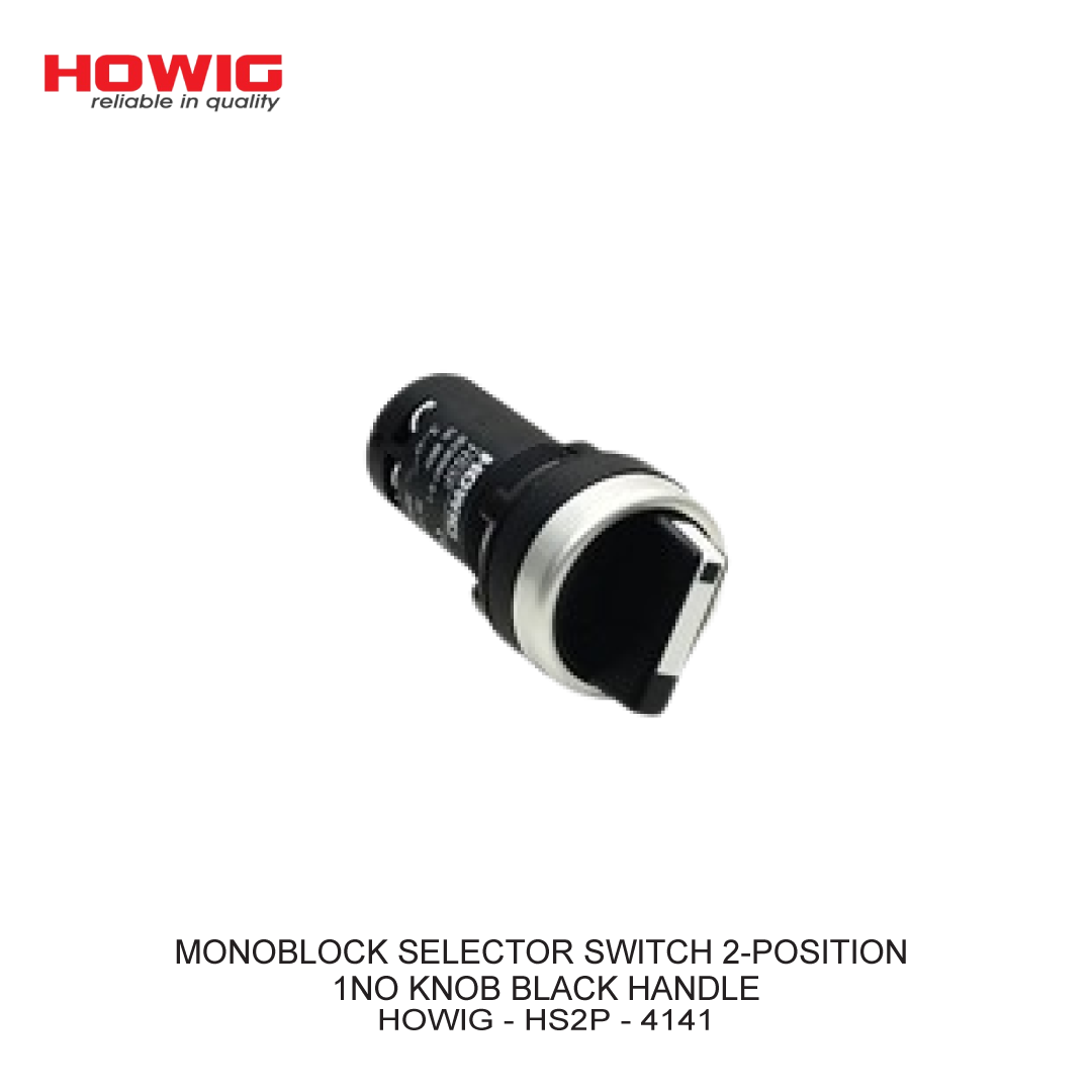 MONOBLOCK SELECTOR SWITCH 2-POSITION 1NO KNOB BLACK HANDLE