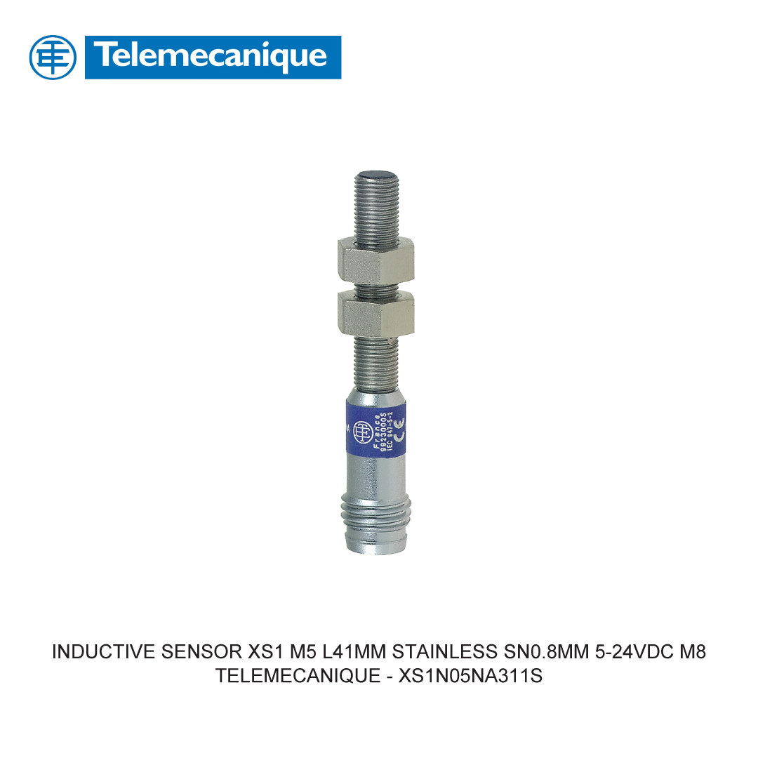 INDUCTIVE SENSOR XS1 M5 L41MM STAINLESS SN0.8MM 5-24VDC M8