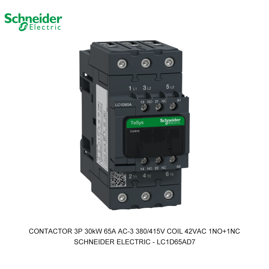 CONTACTOR 3P 30kW 65A AC-3 380/415V COIL 42VAC 1NO+1NC
