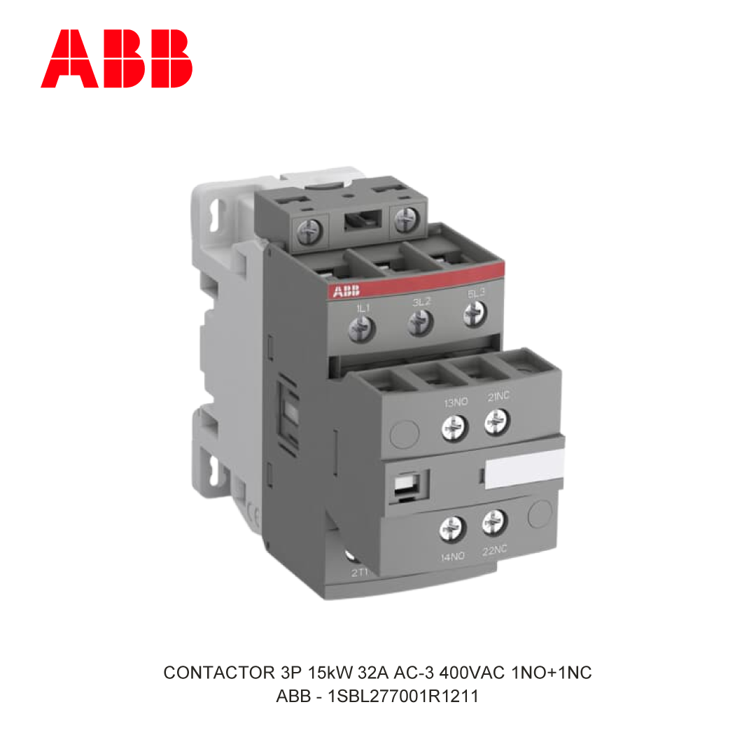 CONTACTOR 3P 15kW 32A AC-3 48-130V AC/DC 400V COIL 1NO+1NC