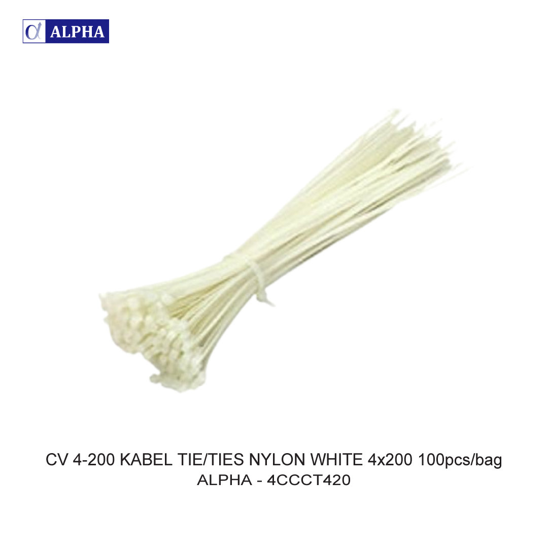 CV 4-200 CABLE TIE/TIES NYLON WHITE 4x200 100pcs/bag