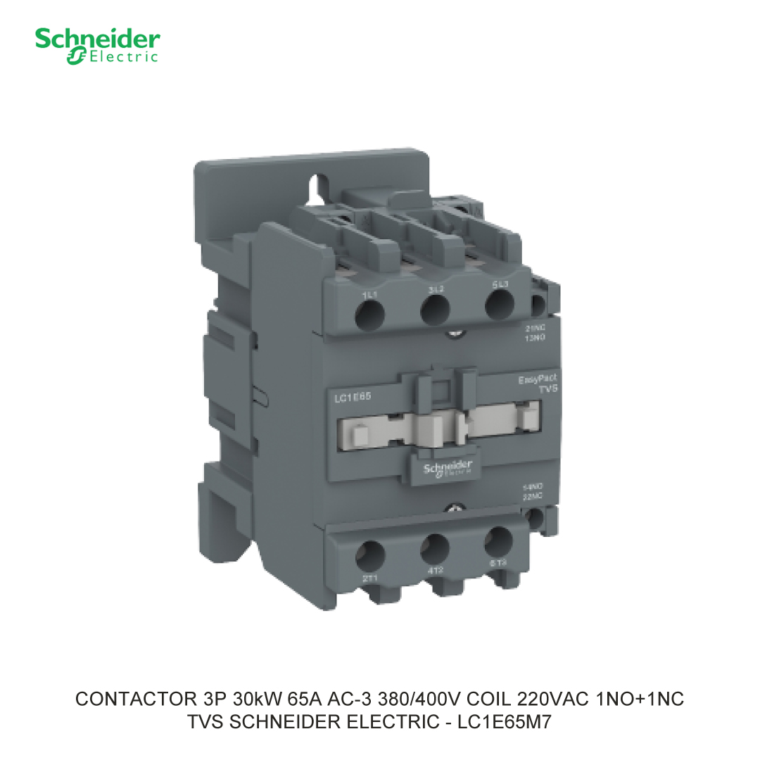 CONTACTOR 3P 30kW 65A AC-3 380/400V COIL 220VAC 1NO+1NC