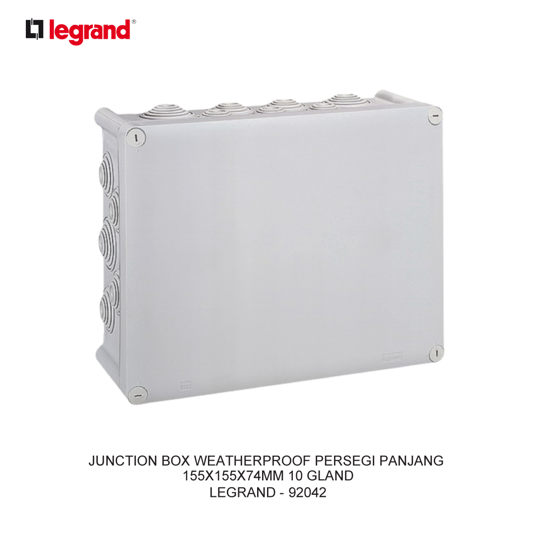 JUNCTION BOX WEATHERPROOF PERSEGI PANJANG 155X155X74MM 10 GLAND
