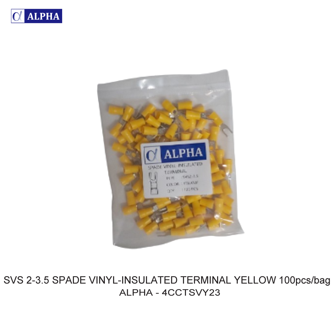 SVS 2-3.5 SPADE VINYL-INSULATED TERMINAL YELLOW 100pcs/bag