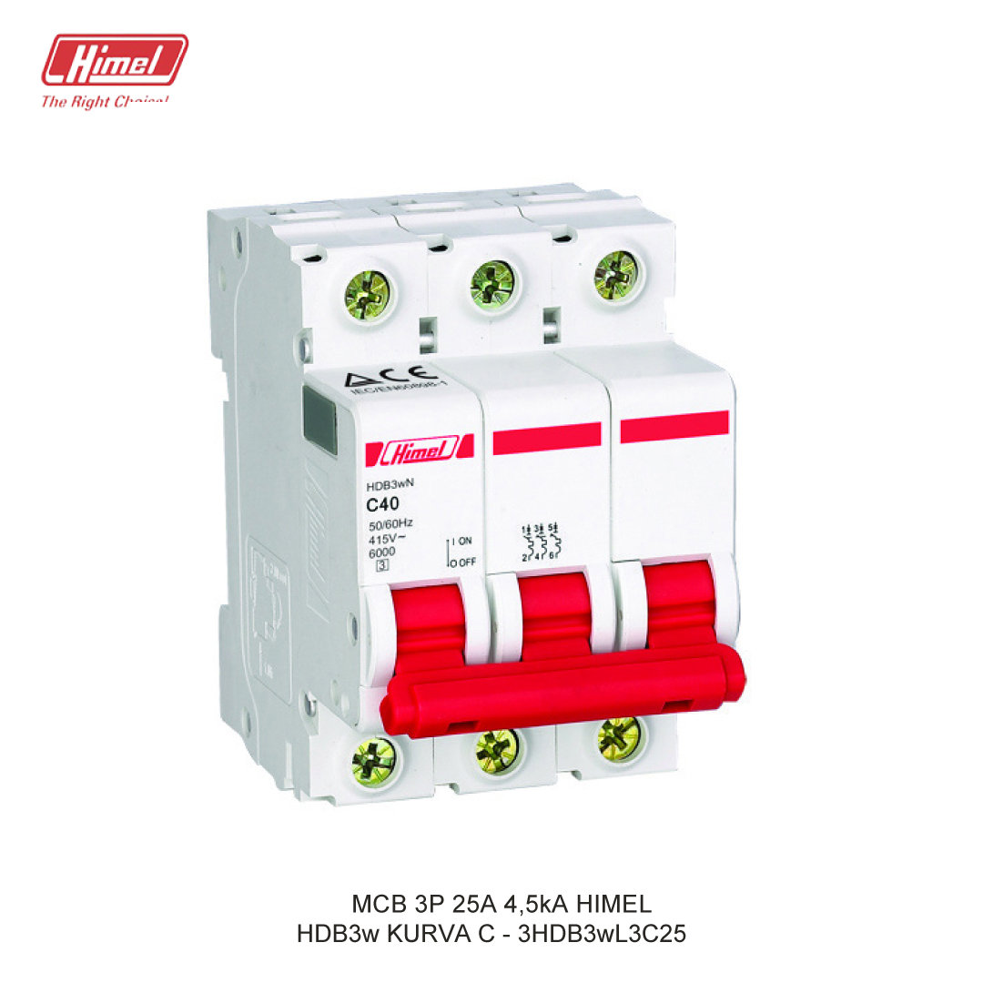 MCB HIMEL HDB3w C 3P 25A 4,5kA