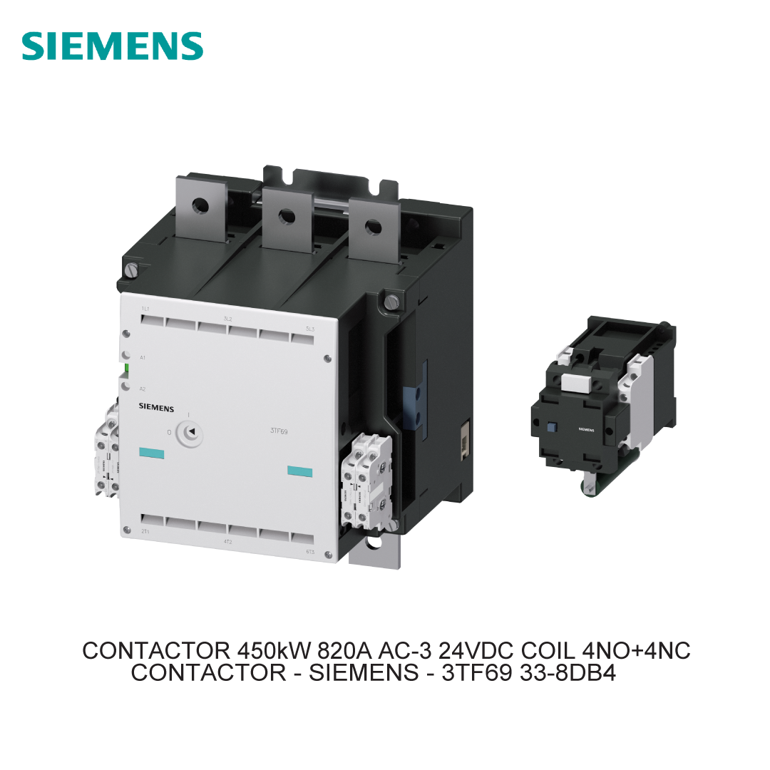 CONTACTOR 450kW 820A AC-3 24VDC COIL 4NO+4NC