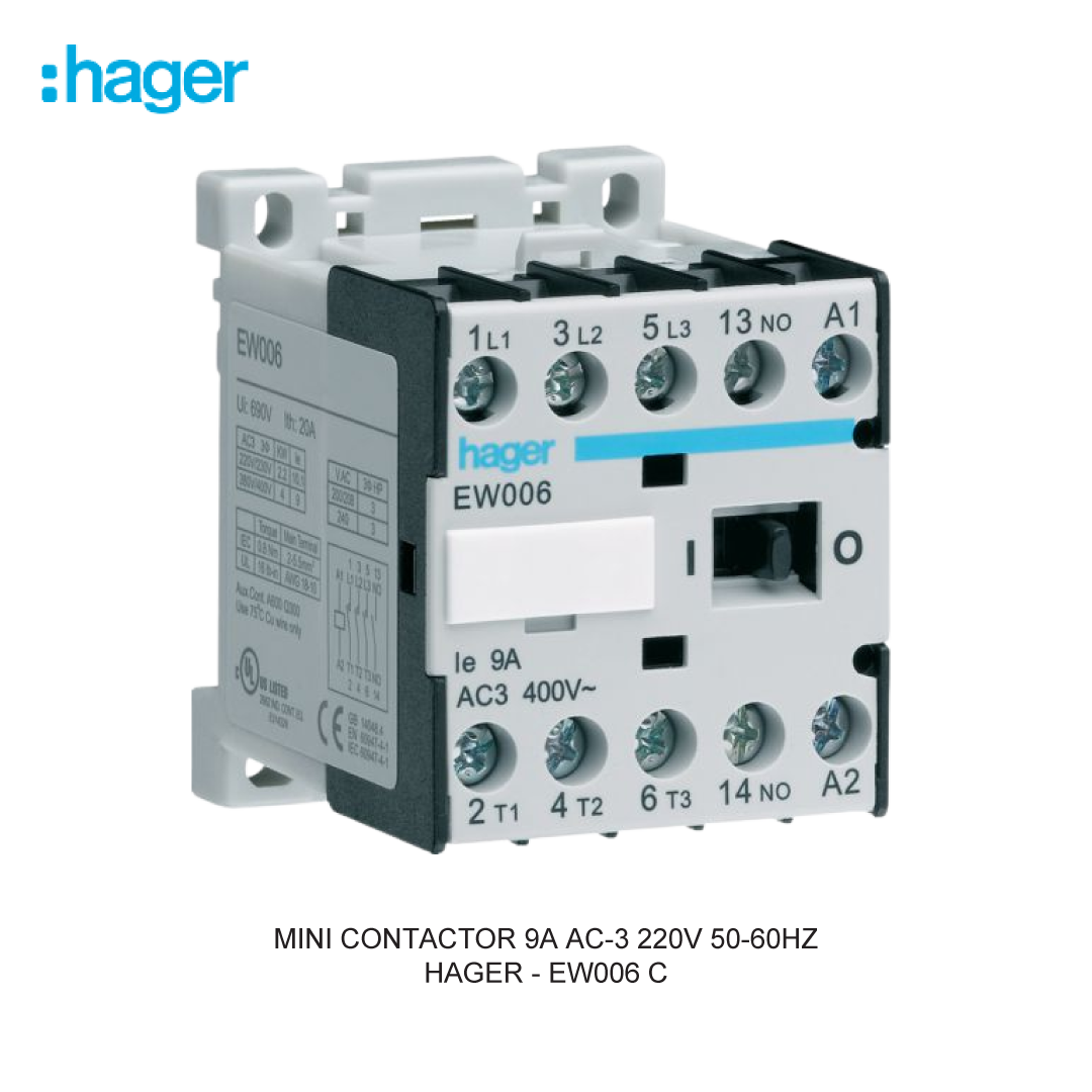 MINI CONTACTOR 9A AC-3 220V 50-60HZ