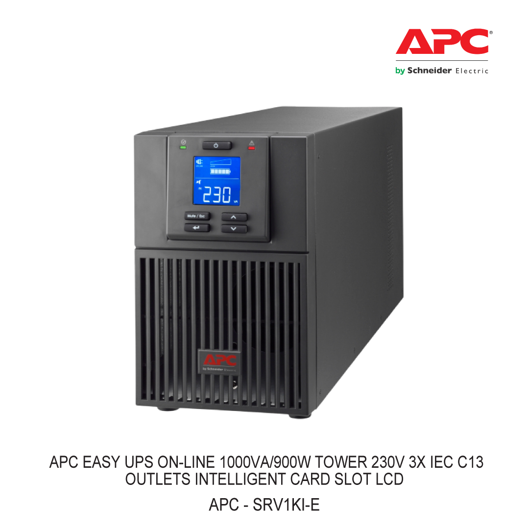 APC EASY UPS ON-LINE 1000VA/900W TOWER 230V 3X IEC C13 OUTLETS INTELLIGENT CARD SLOT LCD