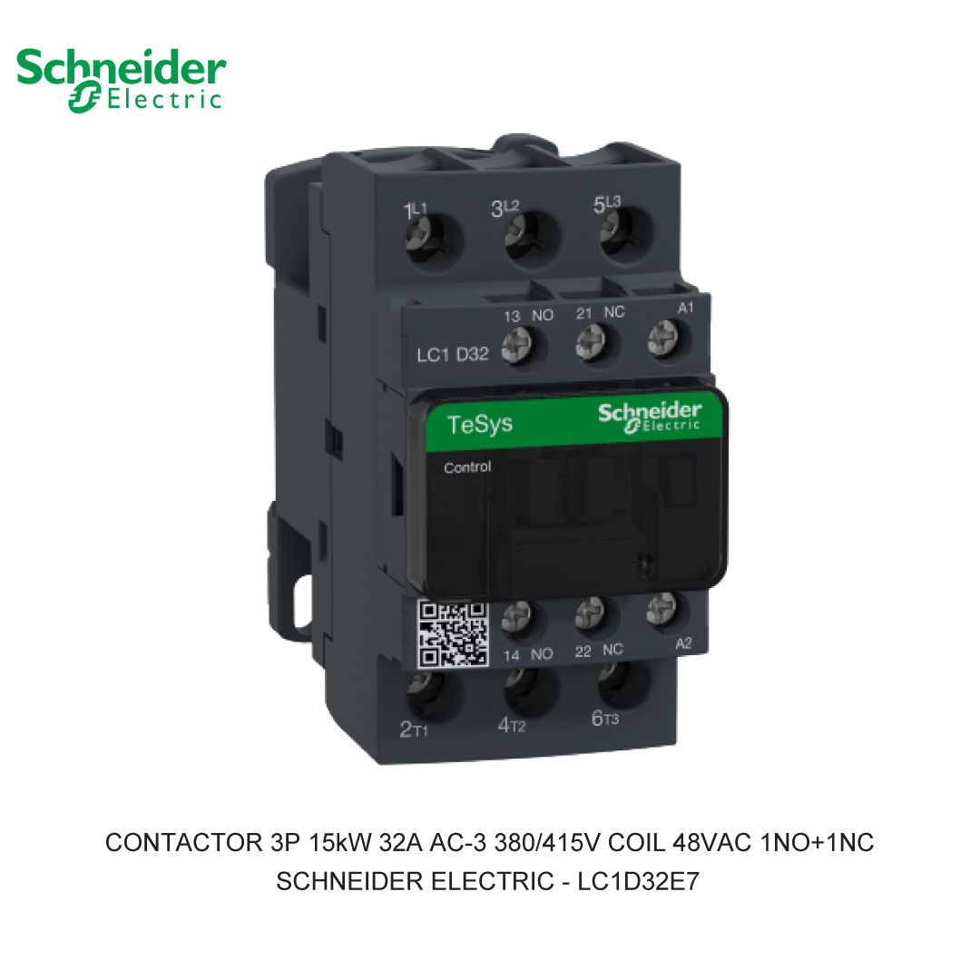 CONTACTOR 3P 15kW 32A AC-3 380/415V COIL 48VAC 1NO+1NC