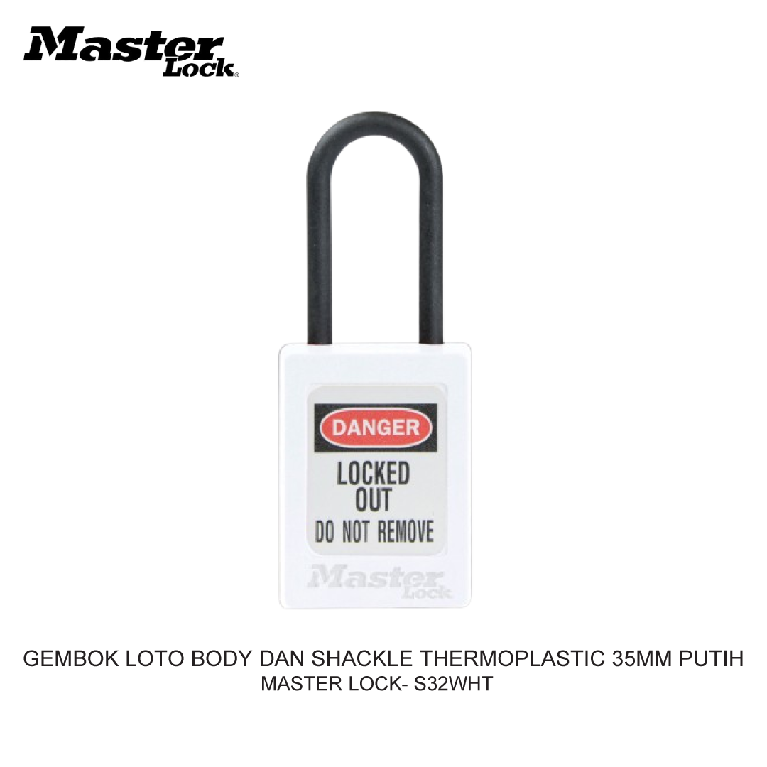 GEMBOK LOTO BODY AND SHACKLE THERMOPLASTIC 35MM WHITE