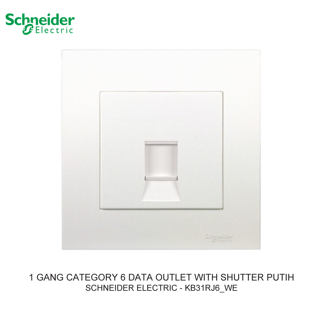1 GANG CATEGORY 6 DATA OUTLET WITH SHUTTER WHITE