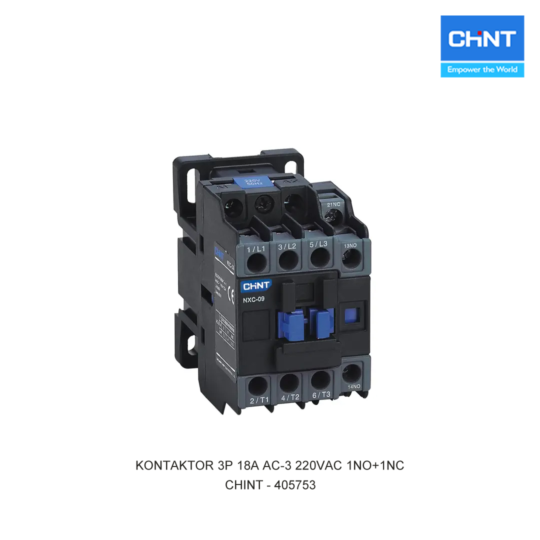 CONTACTOR 3P 18A AC-3 220VAC 1NO+1NC