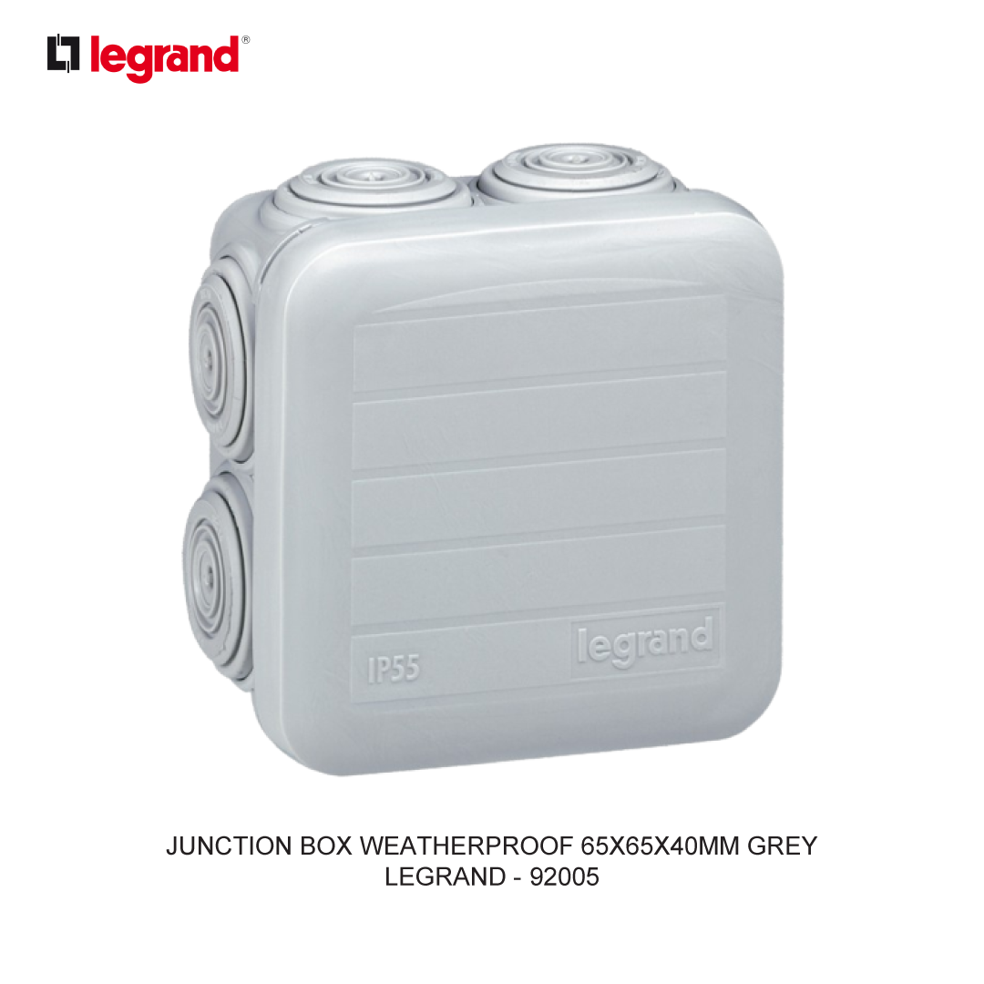 JUNCTION BOX WEATHERPROOF 65X65X40MM GREY