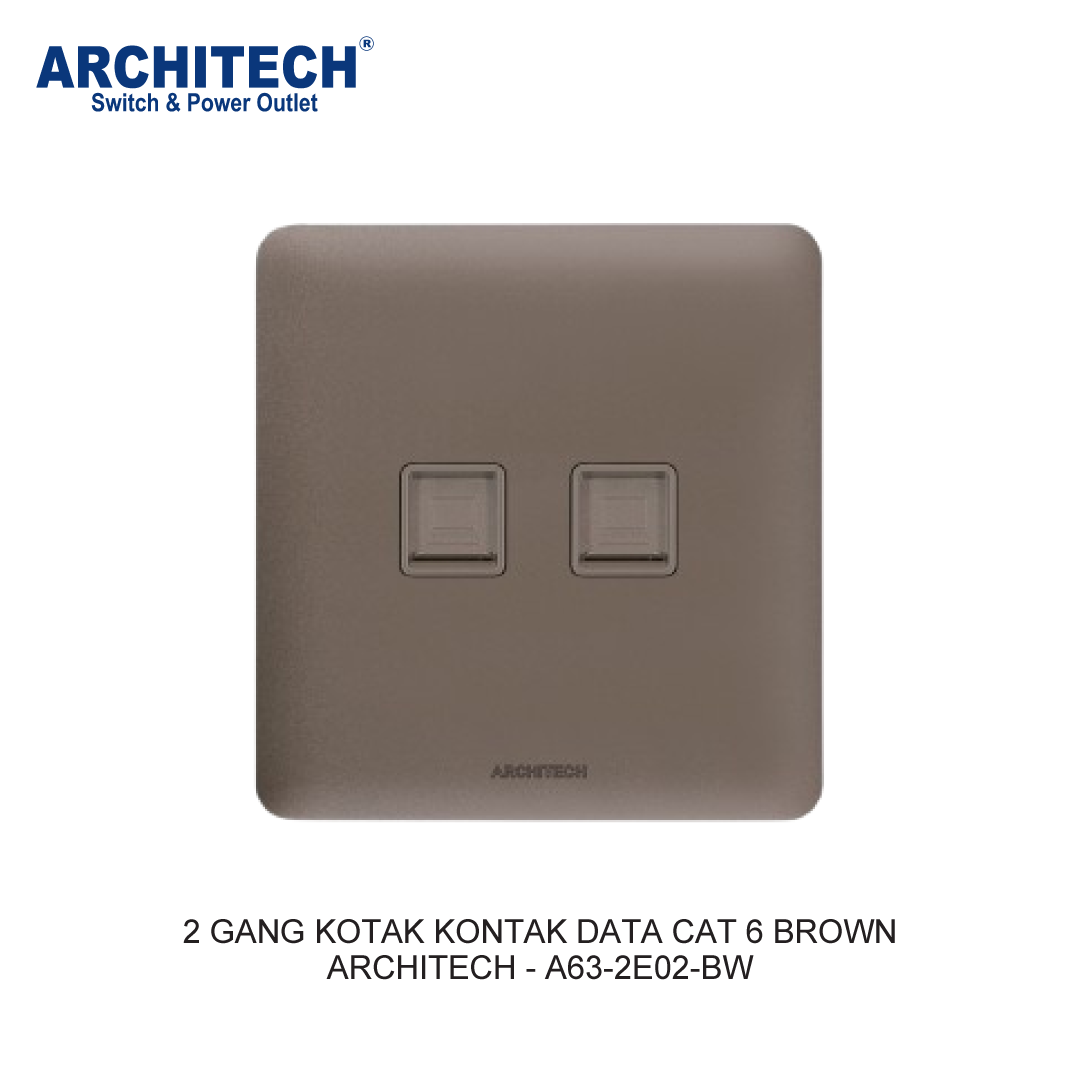 2 GANG KOTAK KONTAK DATA CAT 6 BROWN