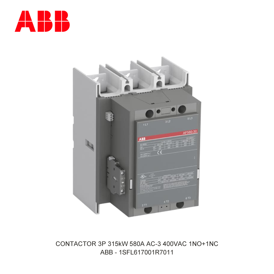 CONTACTOR 3P 315kW 580A AC-3 100-250V AC/DC 400V COIL 1NO+1NC