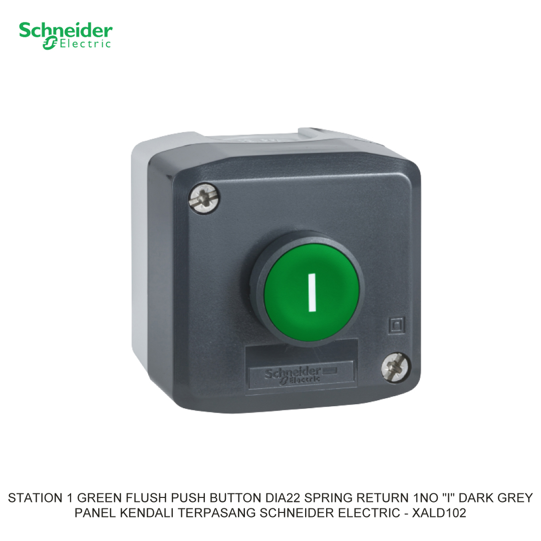 STATION 1 GREEN FLUSH PUSH BUTTON DIA22 SPRING RETURN 1NO
