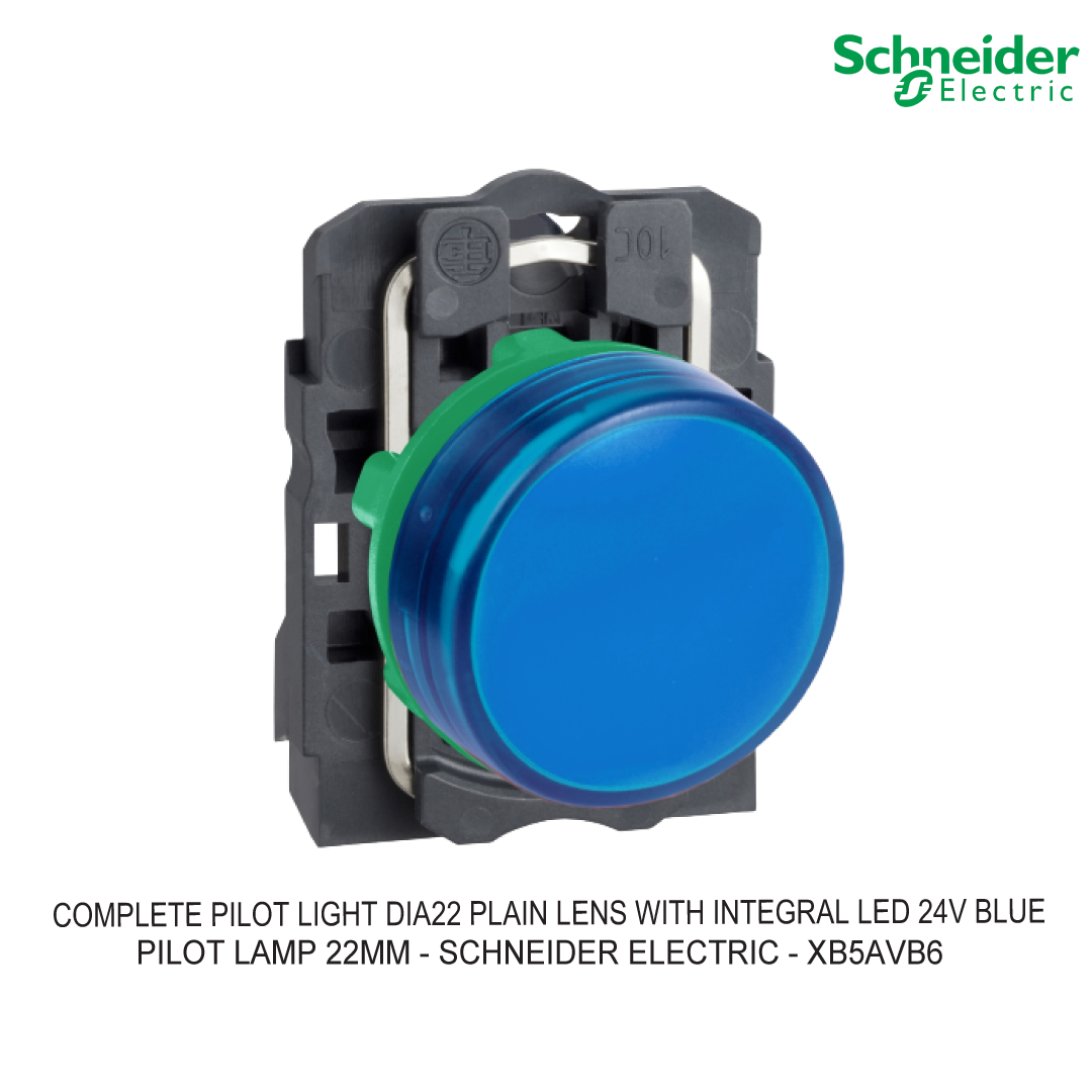 COMPLETE PILOT LIGHT DIA22 PLAIN LENS WITH INTEGRAL LED 24V BLUE