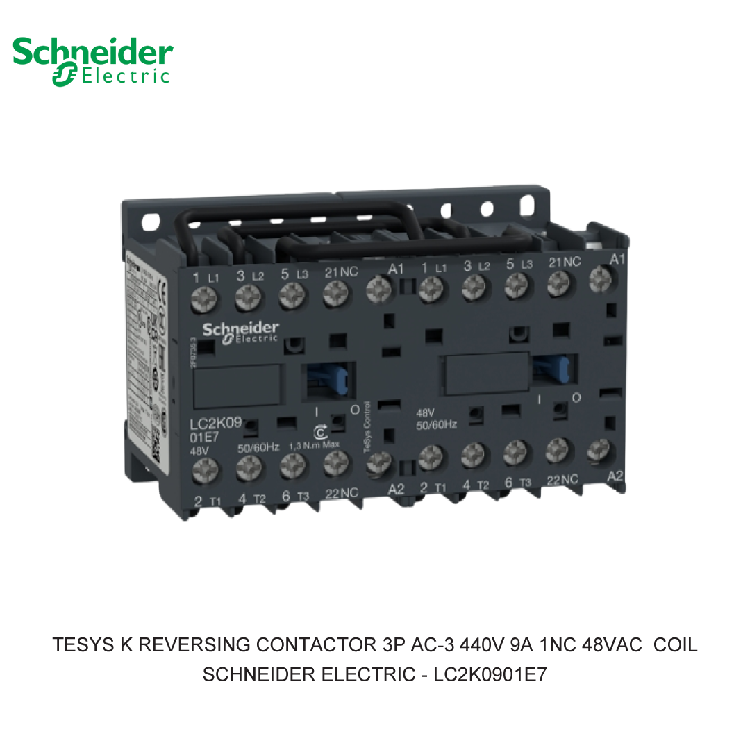 TESYS K REVERSING CONTACTOR 3P AC-3 440V 9A 1NC 48VAC  COIL