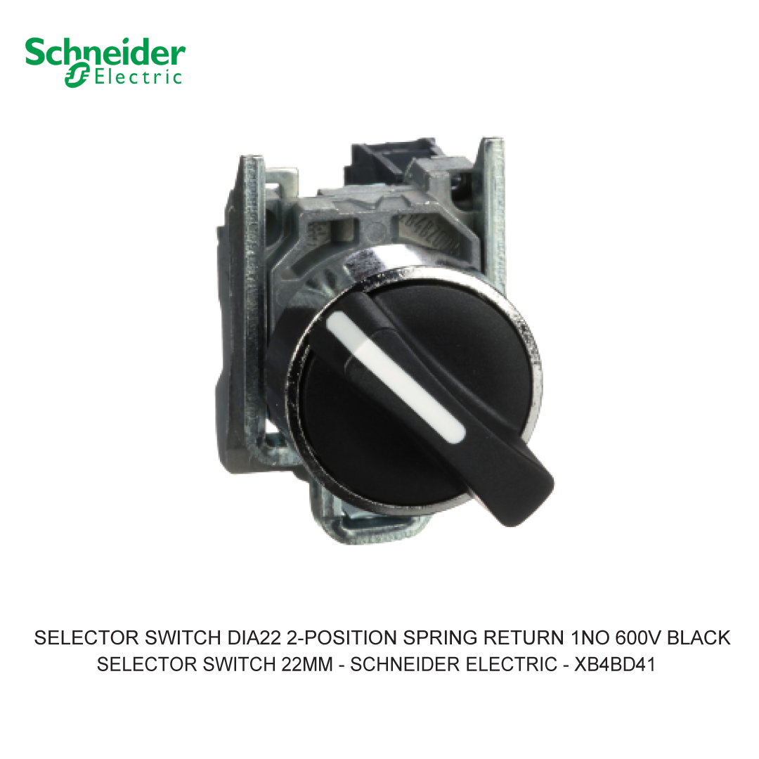 SELECTOR SWITCH DIA22 2-POSITION SPRING RETURN 1NO 600V BLACK