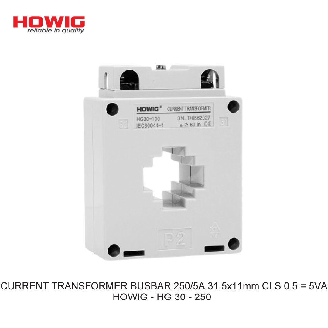 CURRENT TRANSFORMER BUSBAR 250/5A 31.5x11mm CLS 0.5 = 5VA