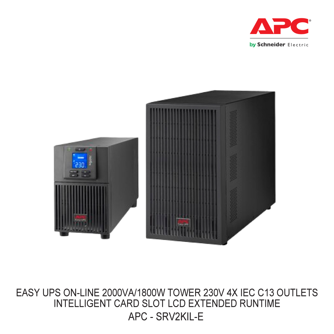 APC EASY UPS ON-LINE 2000VA/1800W TOWER 230V 4X IEC C13 OUTLETS INTELLIGENT CARD SLOT LCD EXTENDED RUNTIME