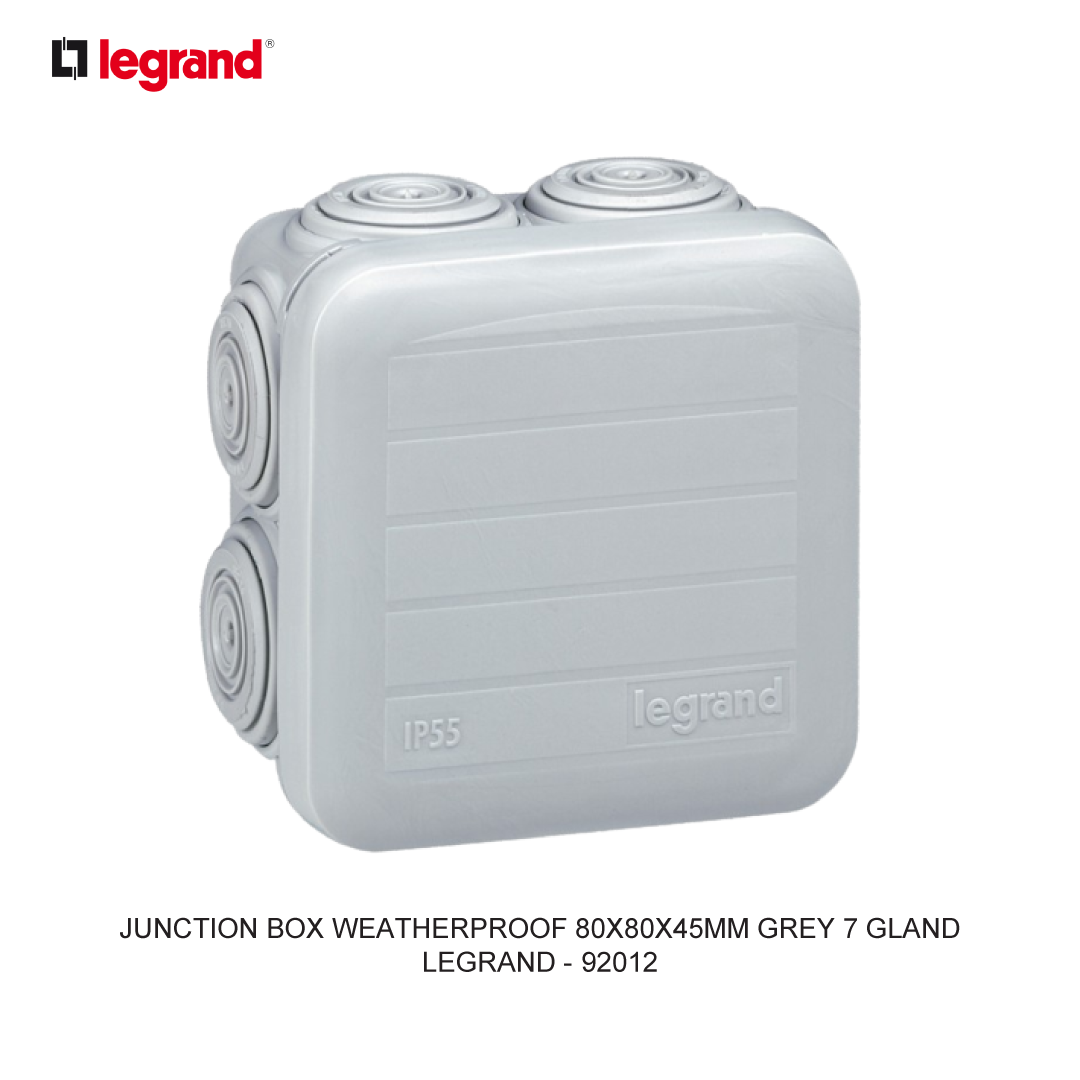 JUNCTION BOX WEATHERPROOF 80X80X45MM GREY 7 GLAND