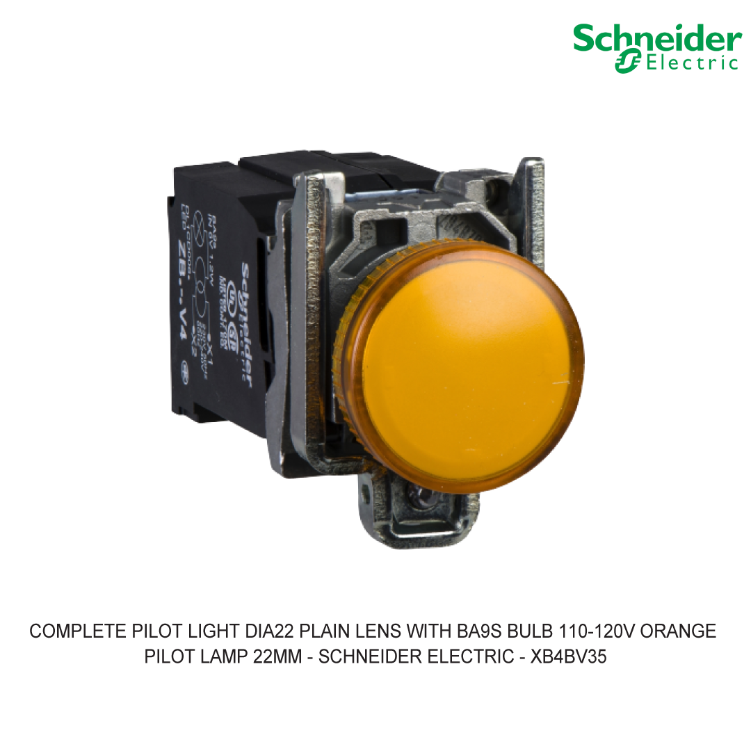 COMPLETE PILOT LIGHT DIA22 PLAIN LENS WITH BA9S BULB 110-120V ORANGE