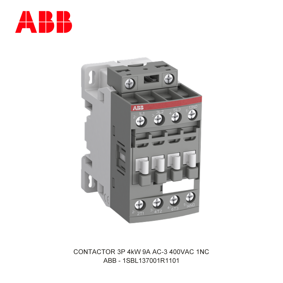 CONTACTOR 3P 4kW 9A AC-3 24-60VAC 20-60VDC 400V COIL 1NC