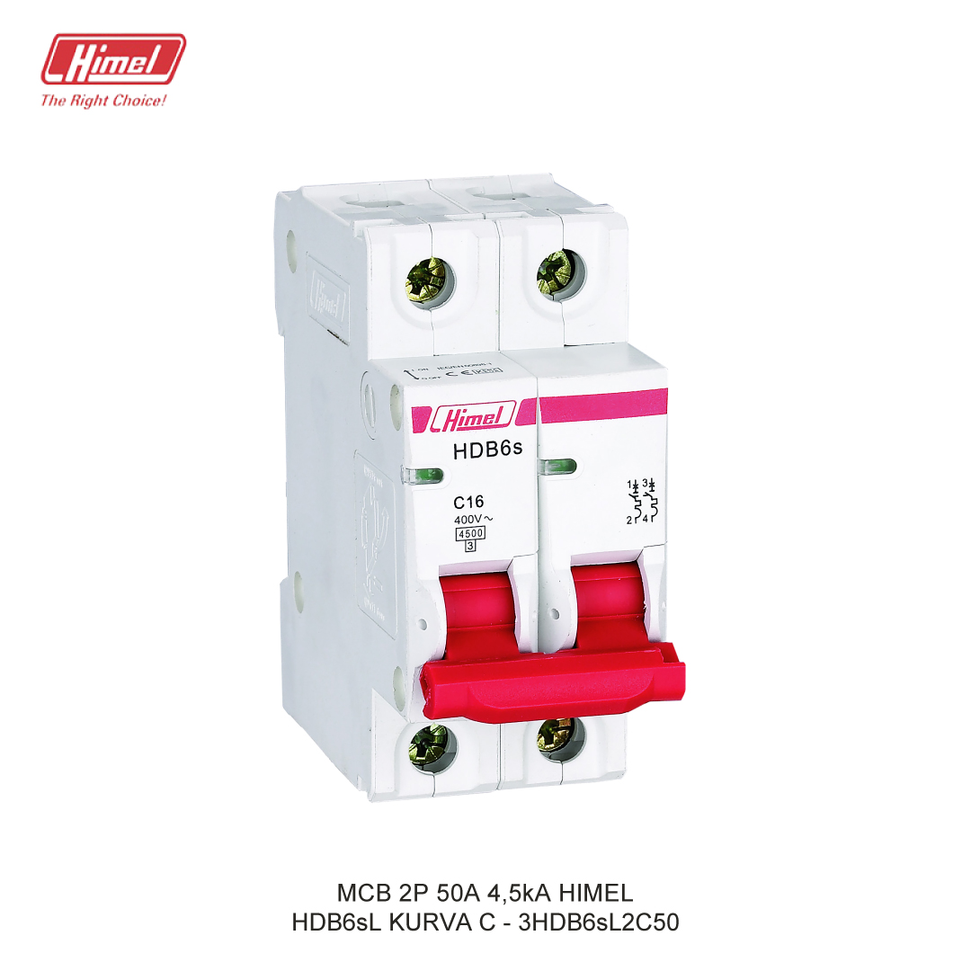 MCB HIMEL HDB6sL C 2P 50A 4,5kA