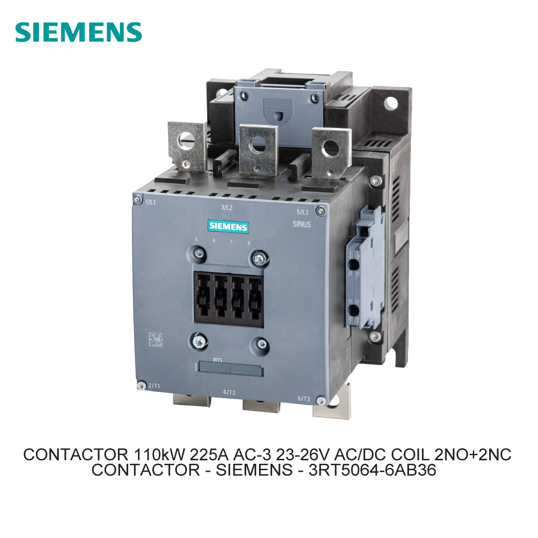 CONTACTOR 110kW 225A AC-3 23-26V AC/DC COIL 2NO+2NC