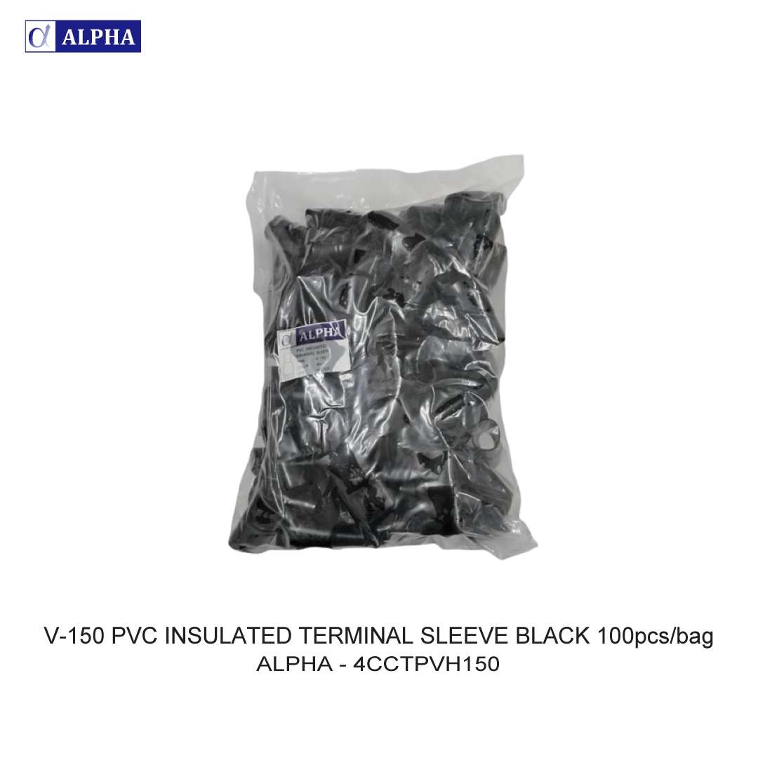 V-150 PVC INSULATED TERMINAL SLEEVE BLACK 100pcs/bag