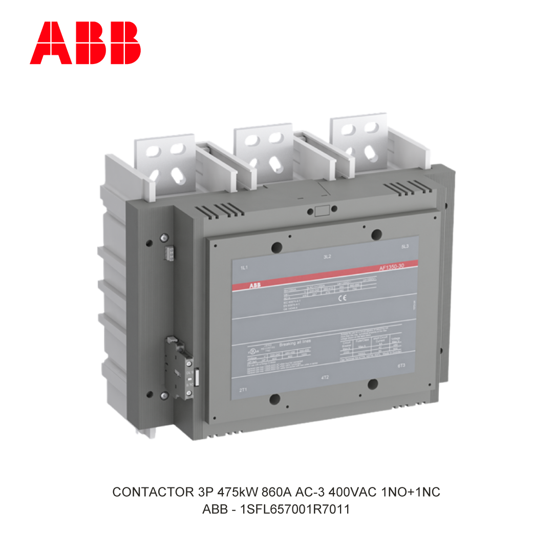 CONTACTOR 3P 475kW 860A AC-3 100-250V AC/DC 400V COIL 1NO+1NC