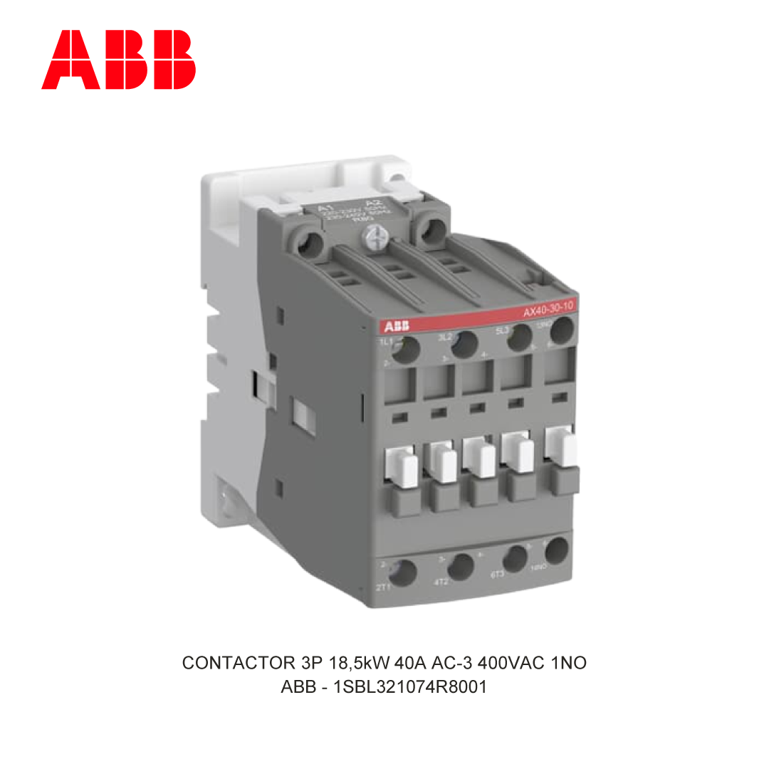 CONTACTOR 3P 18.5kW 40A AC-3 220-230V COIL 400VAC 1NC