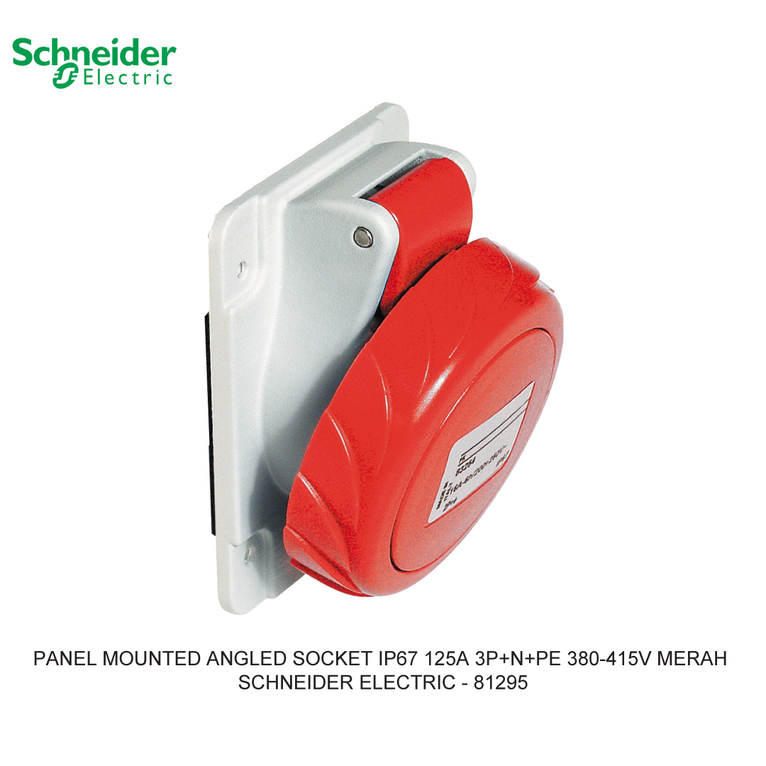 PANEL MOUNTED ANGLED SOCKET IP67 125A 3P+N+PE 380-415V MERAH
