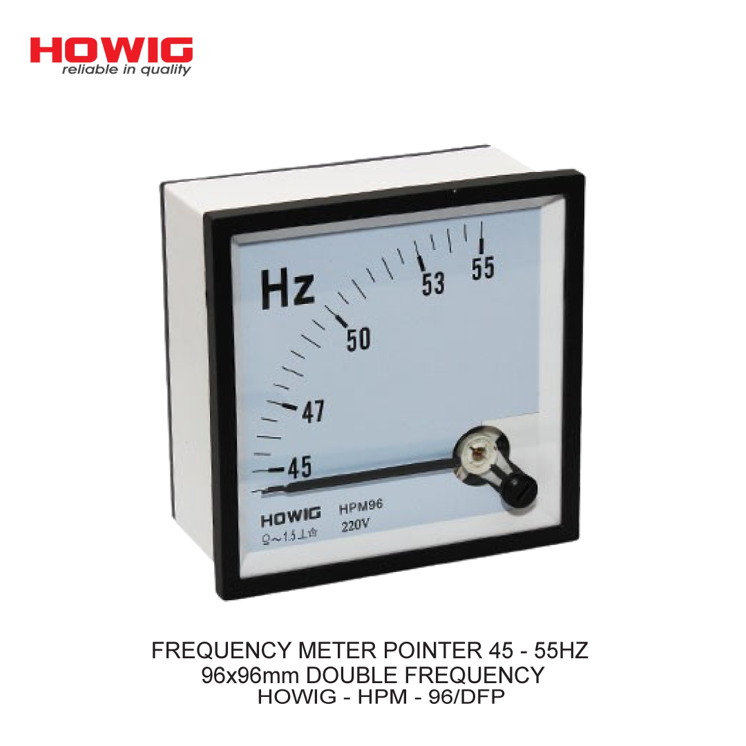 FREQUENCY METER POINTER 45 - 55HZ 96x96mm DOUBLE FREQUENCY