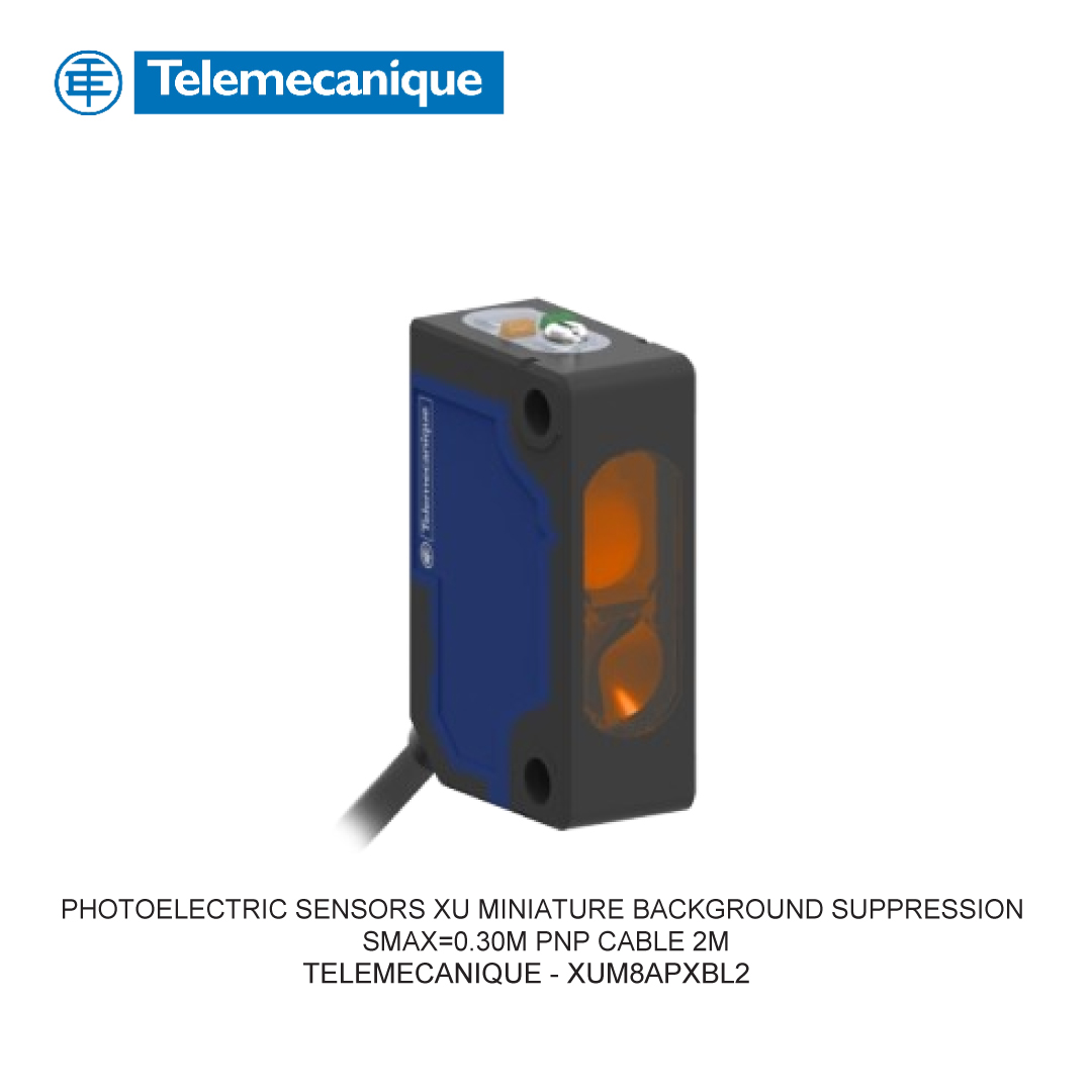 PHOTOELECTRIC SENSORS XU MINIATURE BACKGROUND SUPPRESSION SMAX=0.30 M PNP CABLE 2M