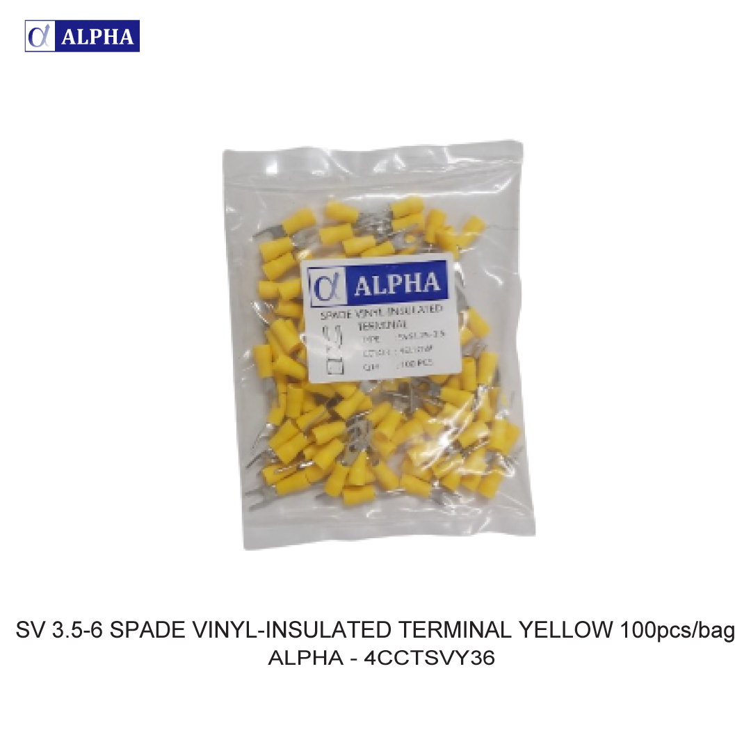 SV 3.5-6 SPADE VINYL-INSULATED TERMINAL YELLOW 100pcs/bag