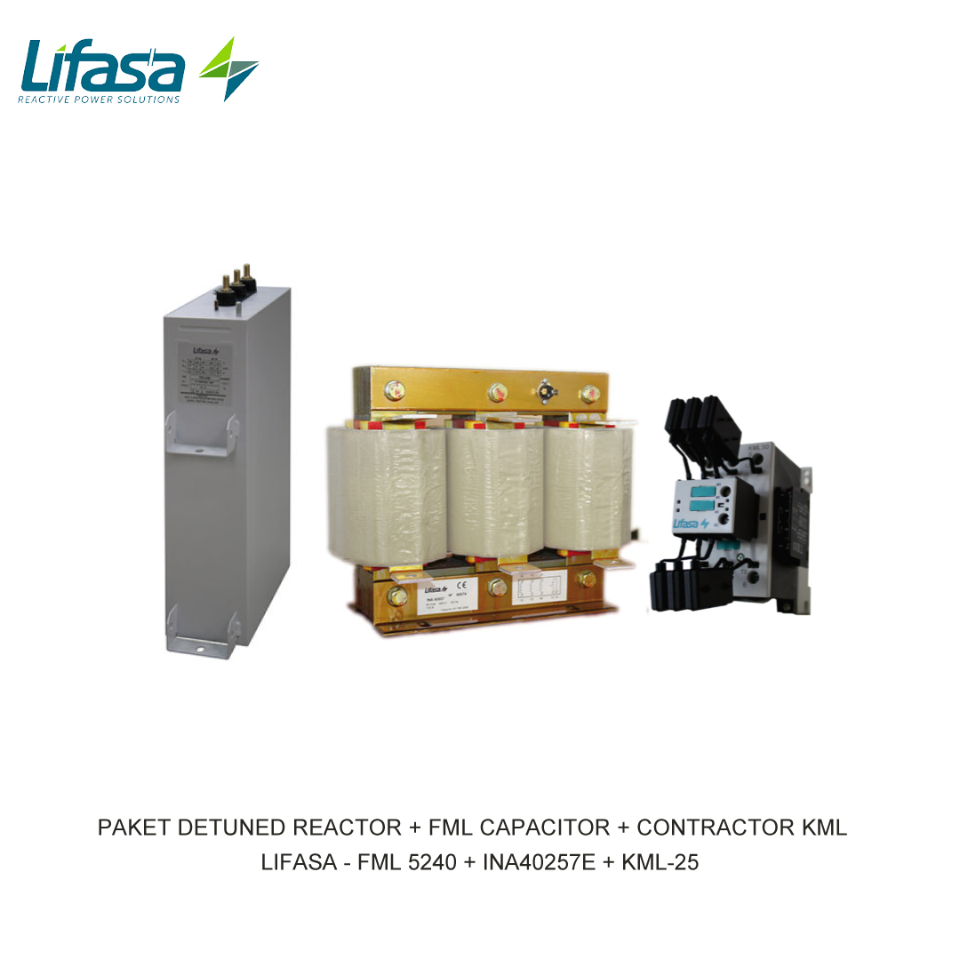 LIFASA PACKAGE DETUNED REACTOR + FML CAPACITOR 525V + CONTRACTOR KML 25kVAR 400/415V