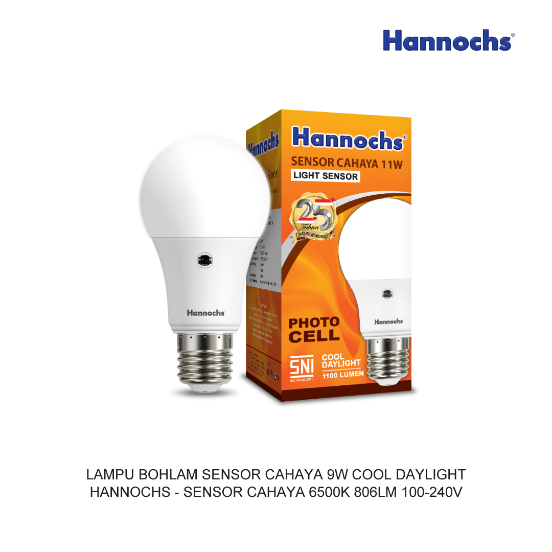 LED BULB LIGHT SENSOR 9W COOL DAYLIGHT HANNOCHS