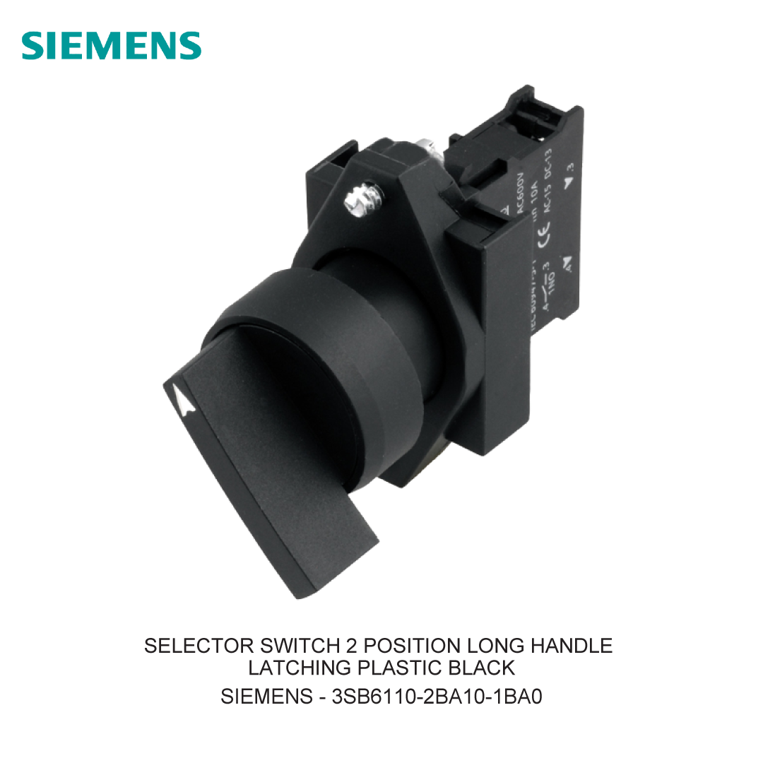 SELECTOR SWITCH 2 POSITION LONG HANDLE LATCHING PLASTIC BLACK