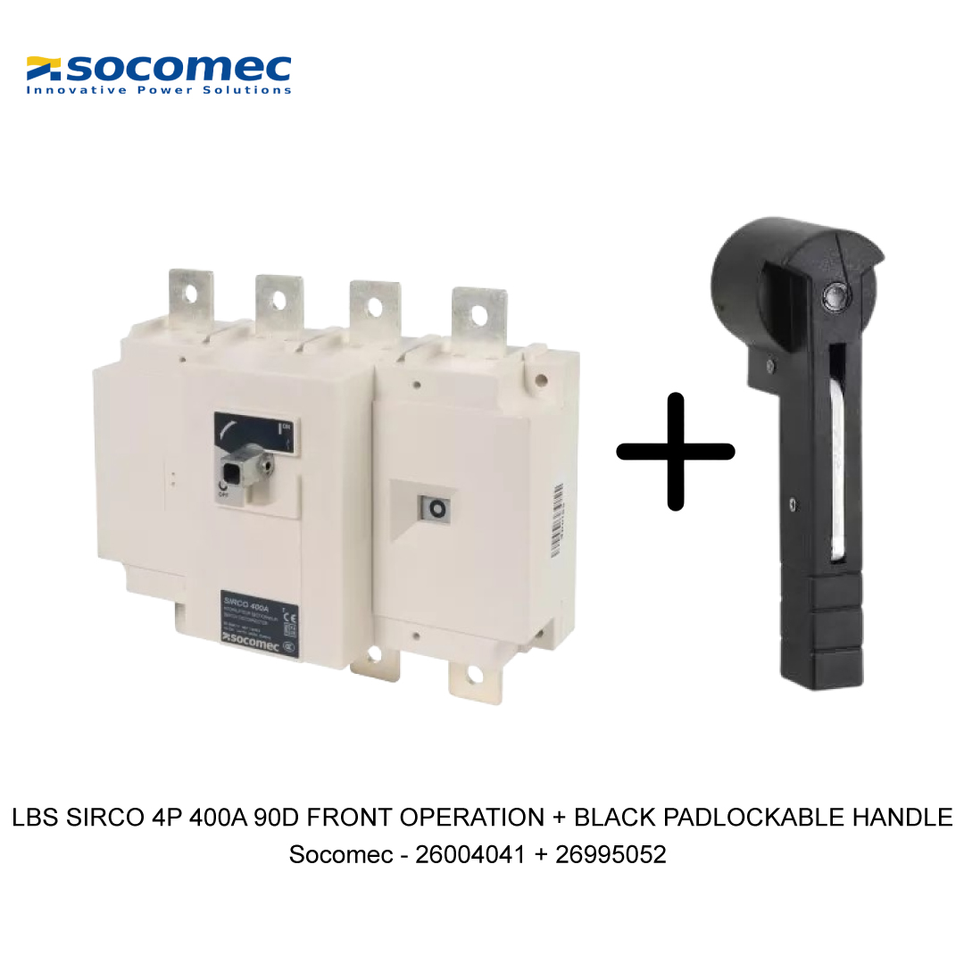 LBS SIRCO 4P 400A 90D FRONT OPERATION + BLACK PADLOCKABLE HANDLE