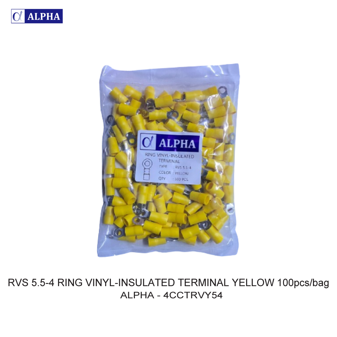 RVS 5.5-4 RING VINYL-INSULATED TERMINAL YELLOW 100pcs/bag