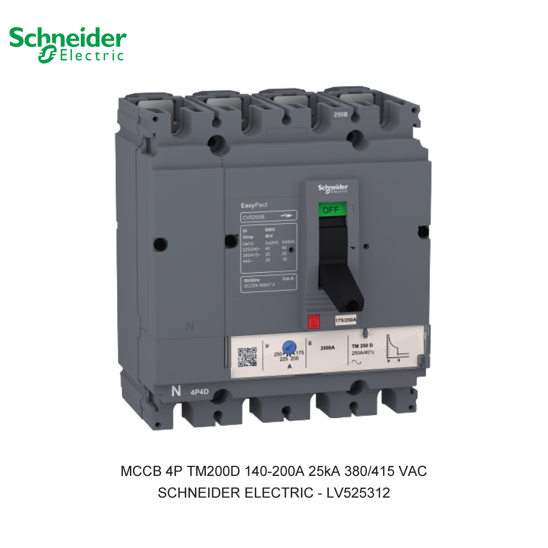 MCCB 4P TM200D 140-200A 25KA 380/415VAC