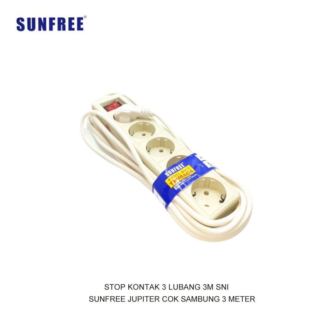 SUNFREE STOP KONTAK 3 LUBANG 5M SNI