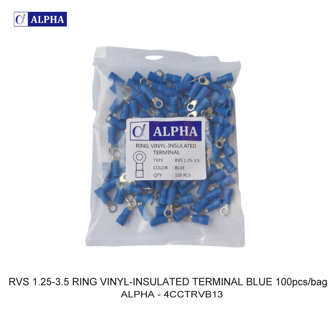 RVS 1.25-3.5 RING VINYL-INSULATED TERMINAL BLUE 100pcs/bag